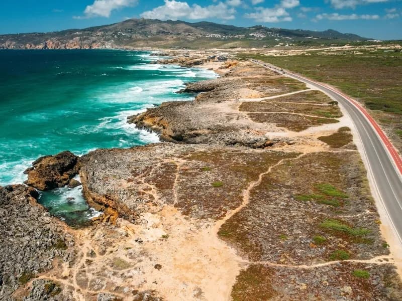 The Atlantic coastline of Portugal seen from the cliff road